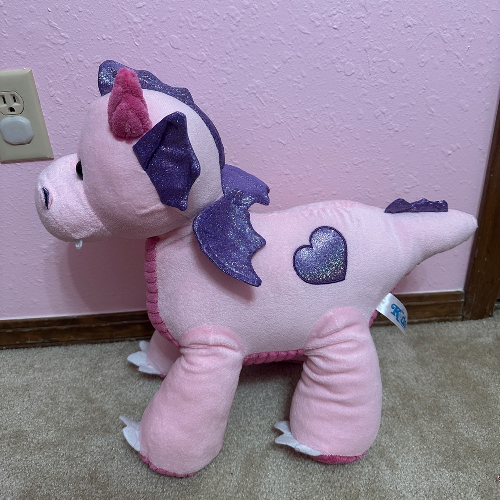 Kids of America Corp 2017 Pink & Purple Dragon Stuffed Plush Animal Toy 20x18